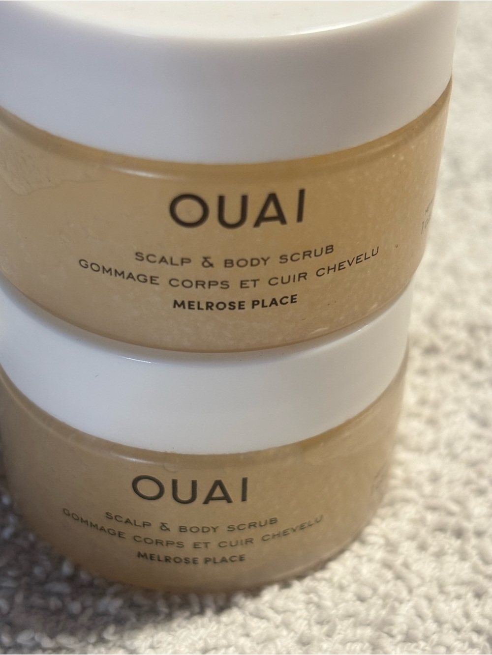 OUAI Melrose Place Scalp & Body Scrub – Cream Beige Jar